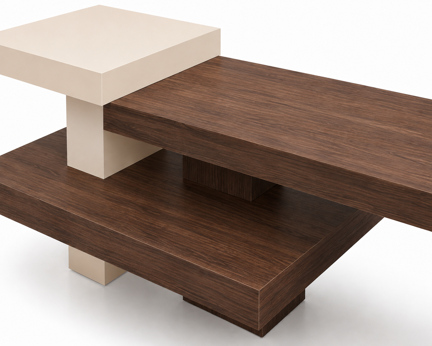 Walnut Veneer and Cream Painted Two-Tier Retail Display Table 1600L x 800W x 900H dpt102683