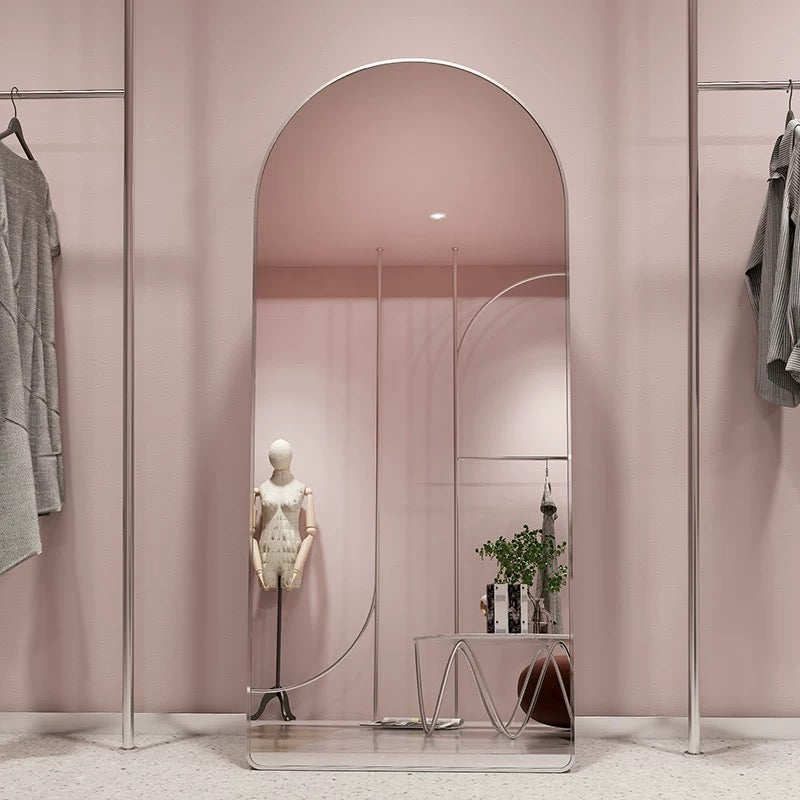 Metal Full-Length Modern Dressing Mirror in Silver