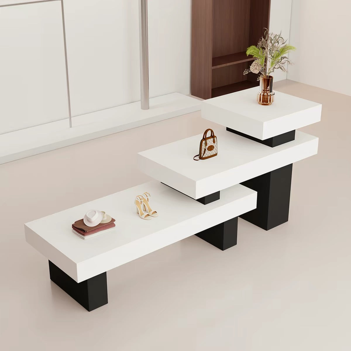 White Top and Black Legs All-Painted Retail Display Table 1400L x 600W x 900H dpt102463