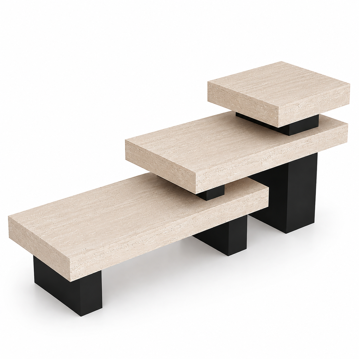 Travertine Veneer Staggered Retail Display Table 1400L x 600W x 900H dpt1002746