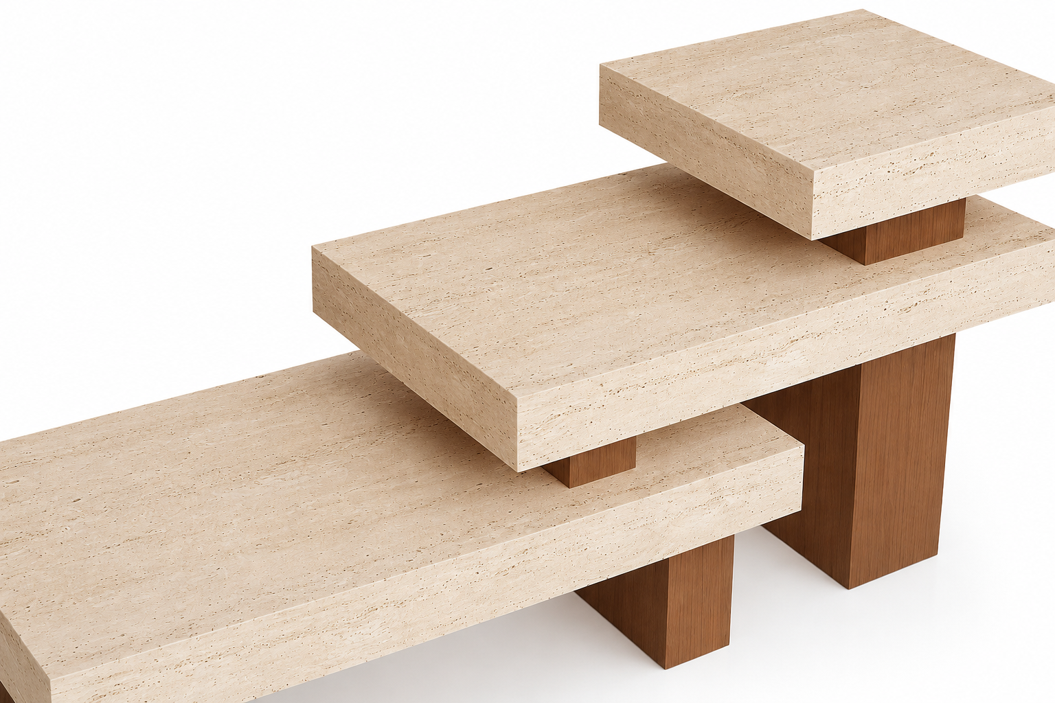 Travertine Veneer Top with Oak Veneer Legs Retail Display Table 1400L x 600W x 900H dpt112746