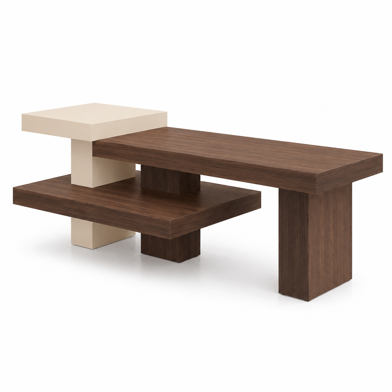 Walnut Veneer and Cream Painted Two-Tier Retail Display Table 1600L x 800W x 900H dpt102683