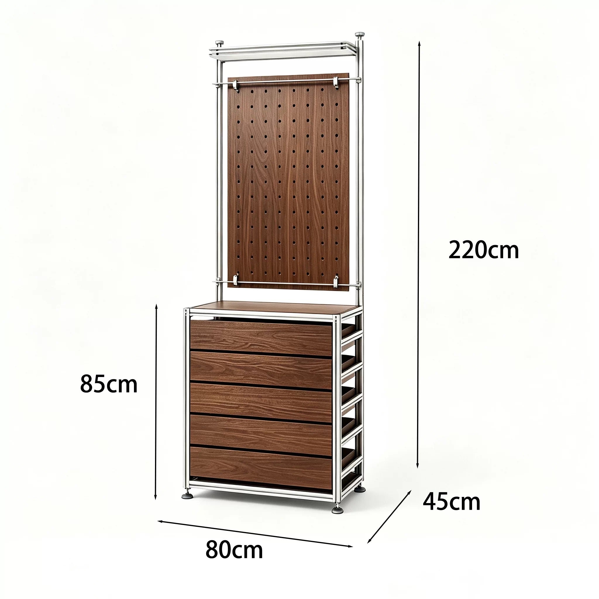 Walnut Wood and Silver Aluminum Frame Combined Display Cabinet 800L x 450W x 2000H MDS101164