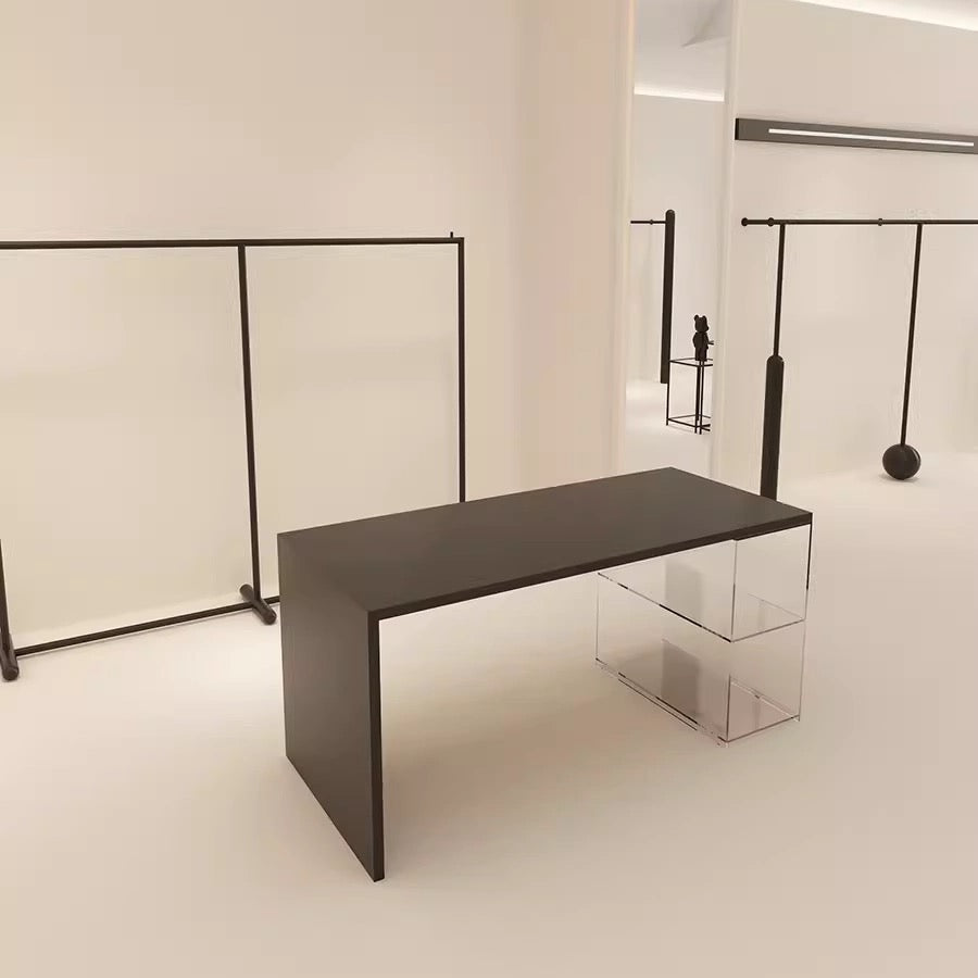 Matte Black Metal Lacquer Display Table with Storage 1400L x 700W x 750H dpt101345