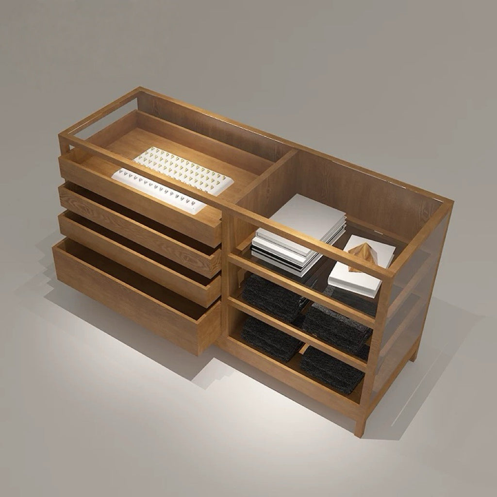Wood Grain Storage Display Cabinet 1600L x 550W x 900H dps101845