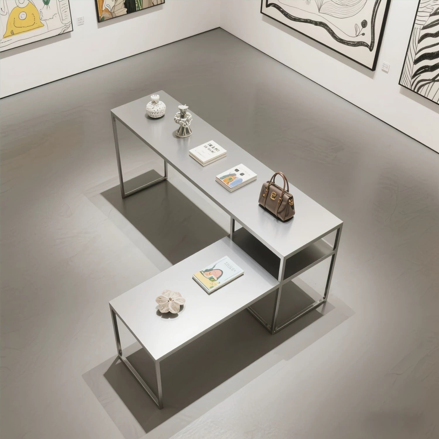 Stainless Steel Double-Layer Step Retail Display Table 1200L x 1200W x 750H dpt101579