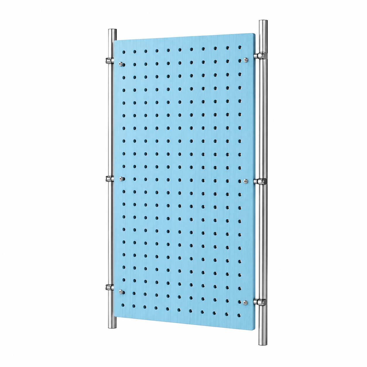 Blue Wood-Grain and Stainless Steel Double-Pillar Pegboard Display Rack 1200W x 2400H MDS110754