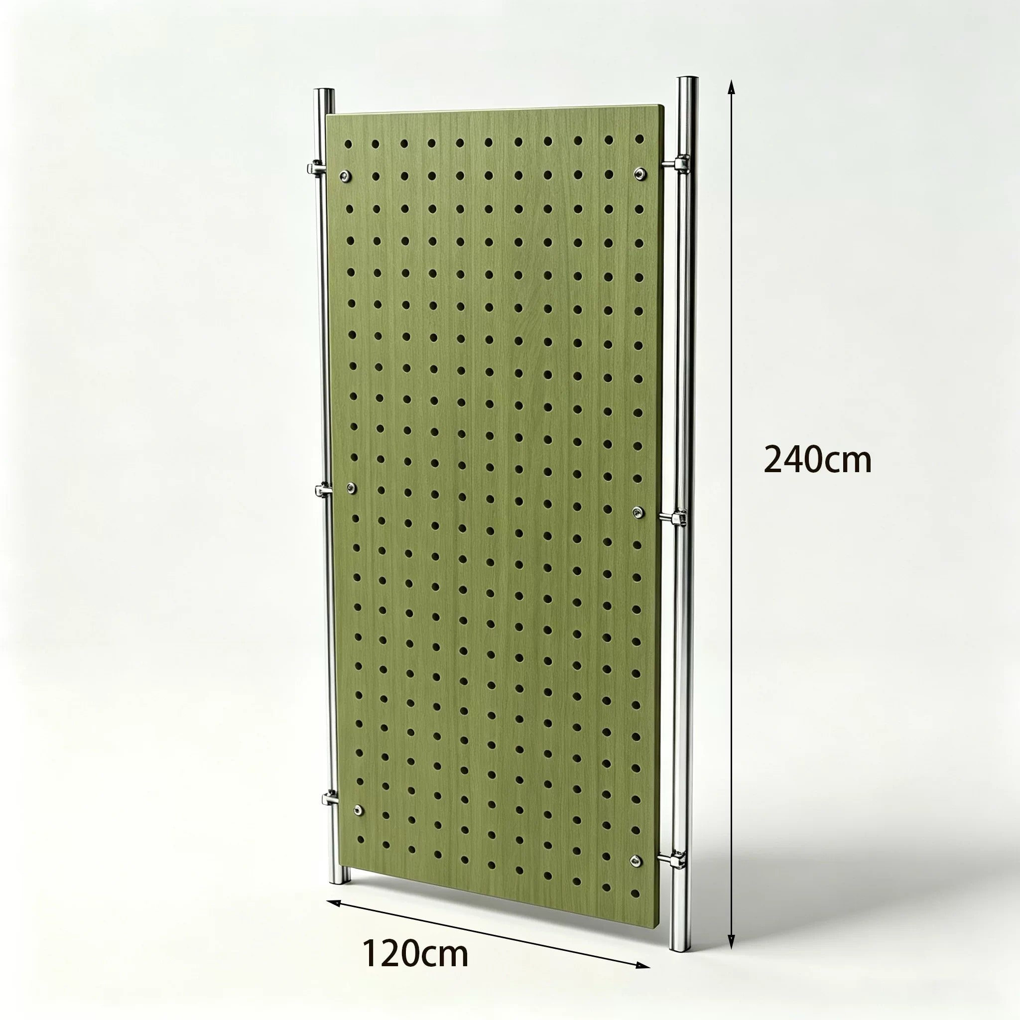 Green Wood-Grain and Stainless Steel Double-Pillar Pegboard Display Rack 1200W x 2400H MDS120754