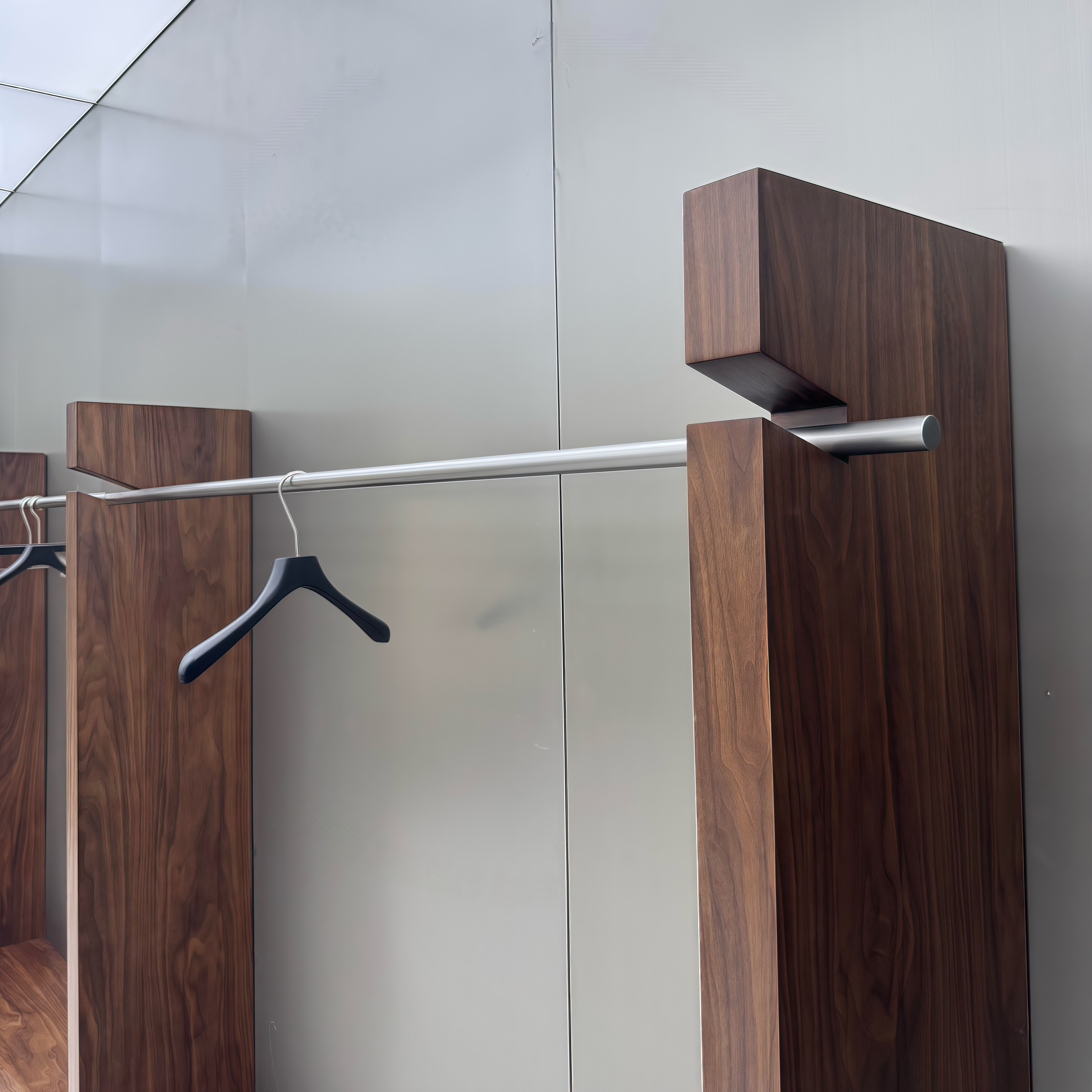 Walnut Finish Clothing Display Rack 2400L x 400W x 1800H CR102264