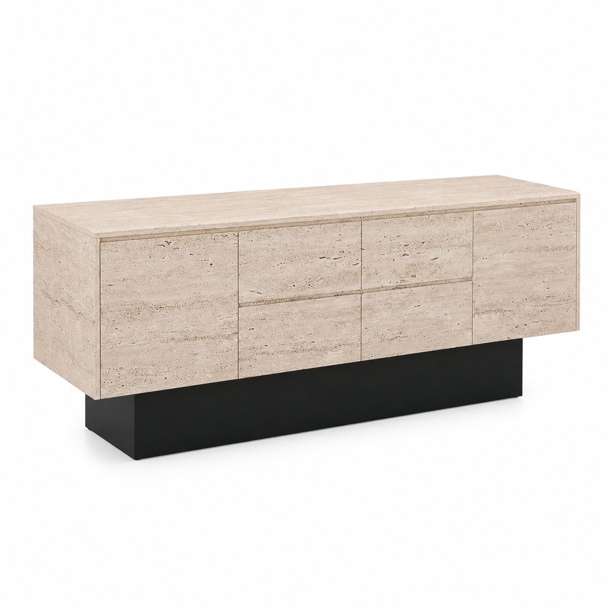 Travertine Veneer with Black Painted Base Retail Storage Display Cabinet 1400L x 600W x 800H dps112847