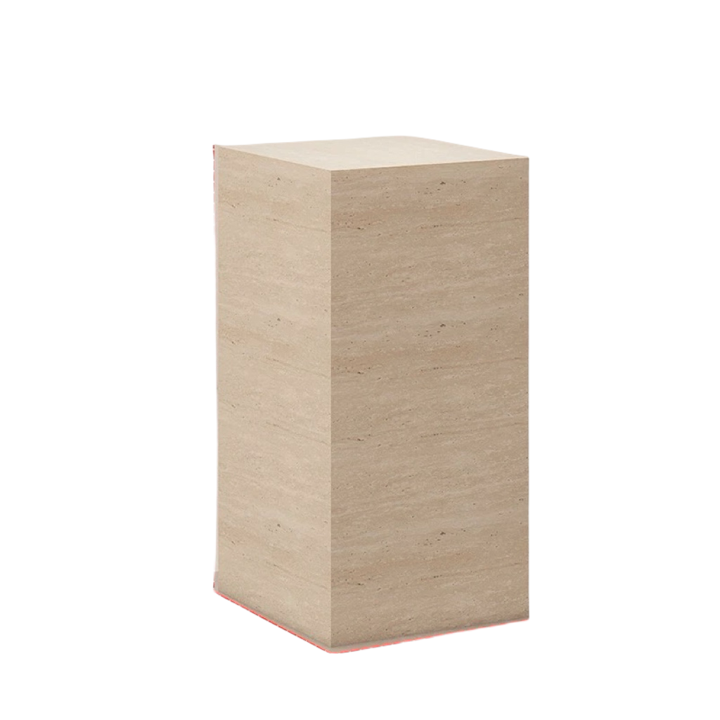 Travertine Laminated Square Display Pedestal Length 400mm