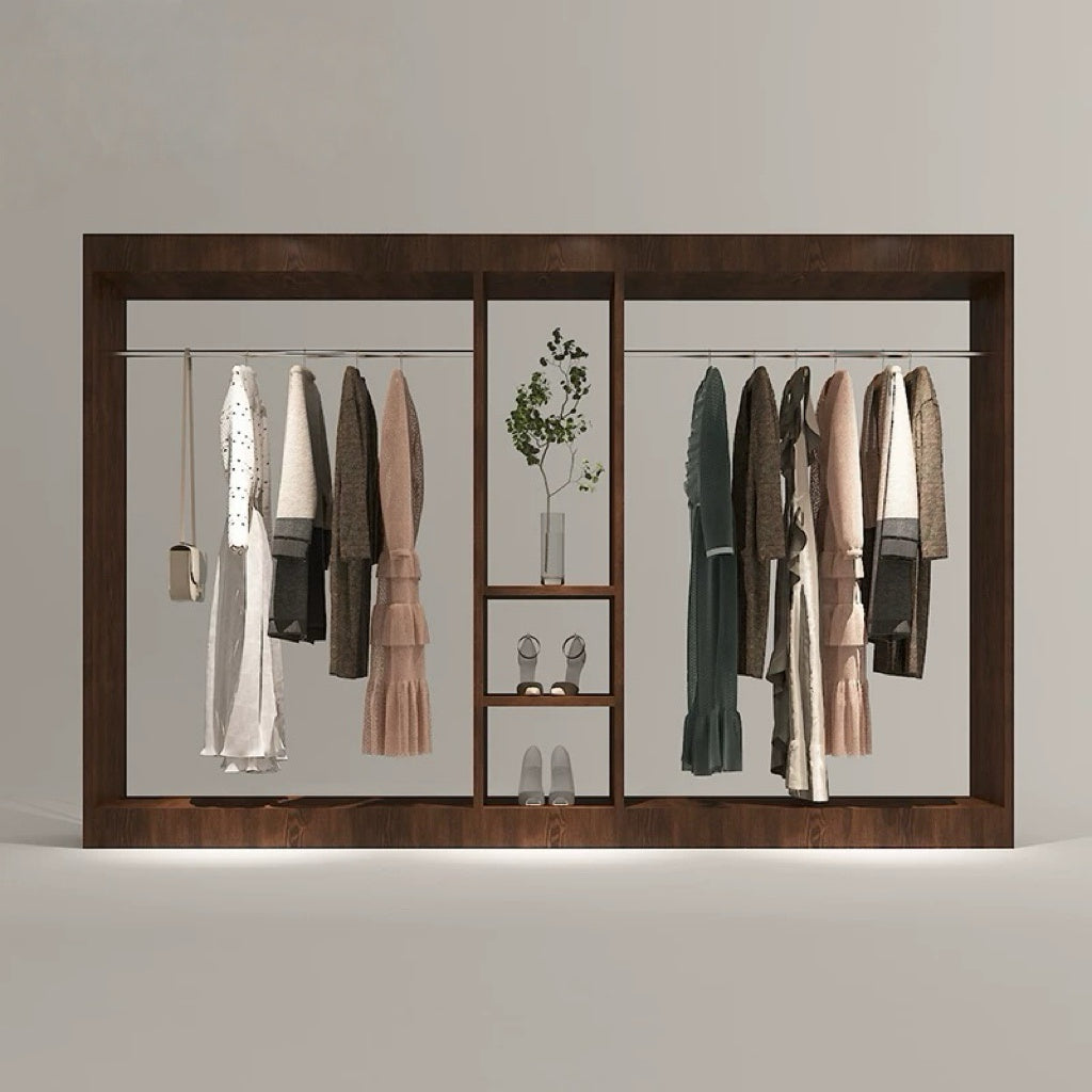 Large Wood Grain Frame Clothing Display Cabinet 3000L x 400W x 2100H dps102765