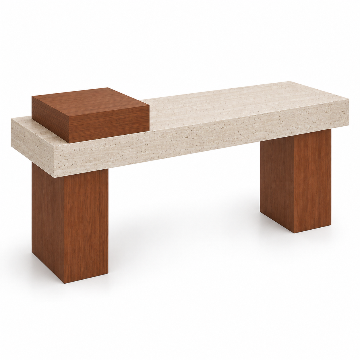 Travertine Veneer Top with Oak Legs Retail Display Table 1400L x 600W x 800H dpt102742