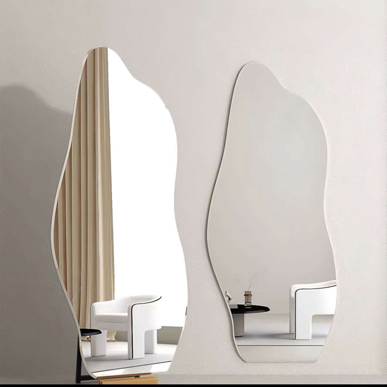 Wave-Shaped Full-Length Mirror with Stand