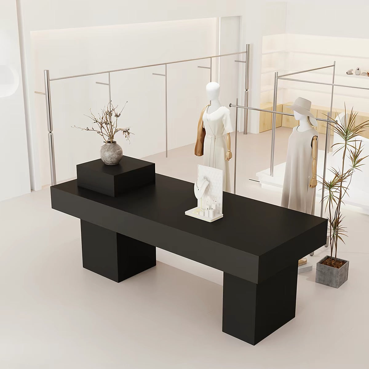 All-Black Painted Retail Display Table 1400L x 600W x 800H dpt122425