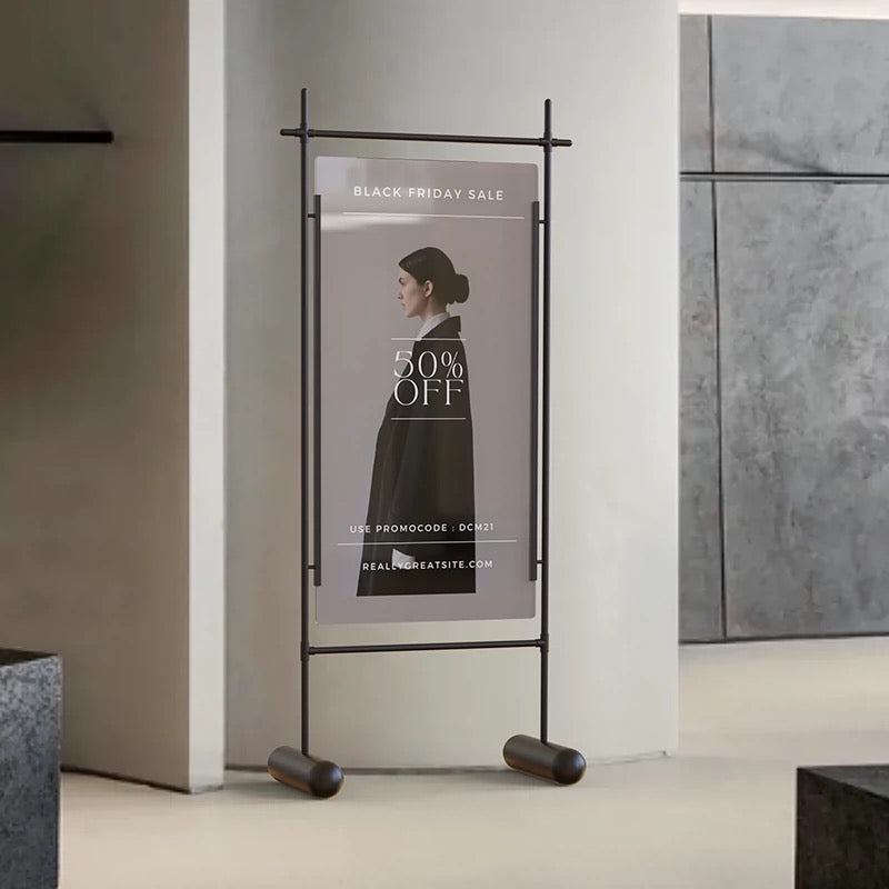 Modern Metal Freestanding Floor Sign in Black 796L x 400W x 1800H SH110335