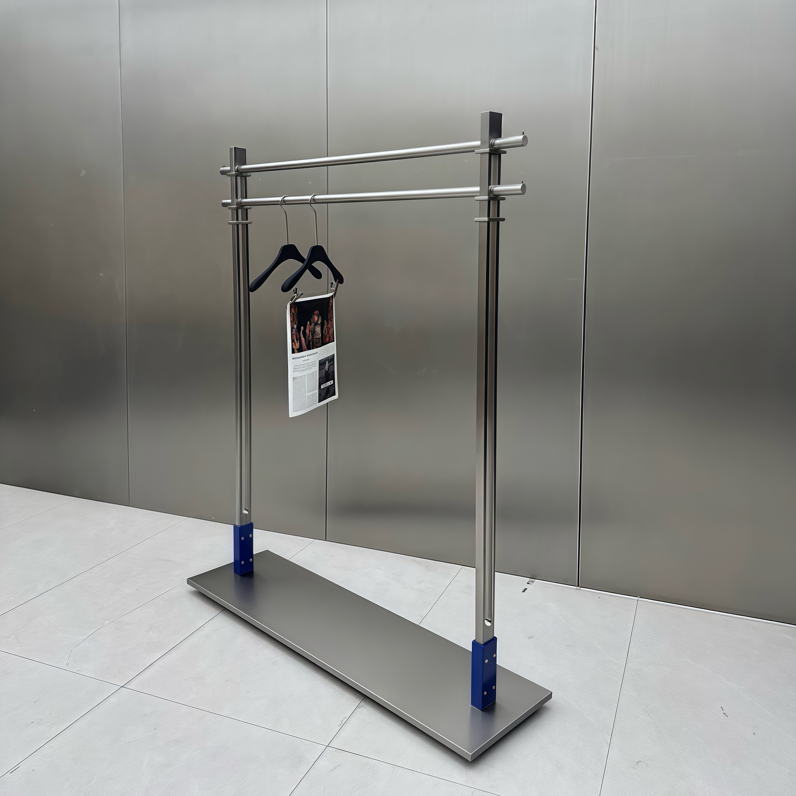 Stainless Steel Clothing Rack with Klein Blue Accents 1500L x 400W x 1700H CR100876