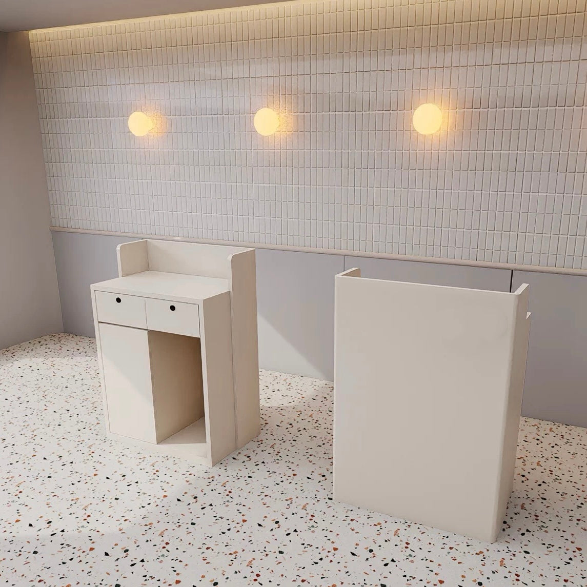 All-Cream-White Painted Compact Cashier Counter 800L x 500W x 1000H dpc111367