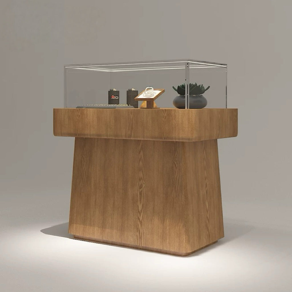 Wood Grain Glass Display Counter 1000L x 600W x 1080H dps101675