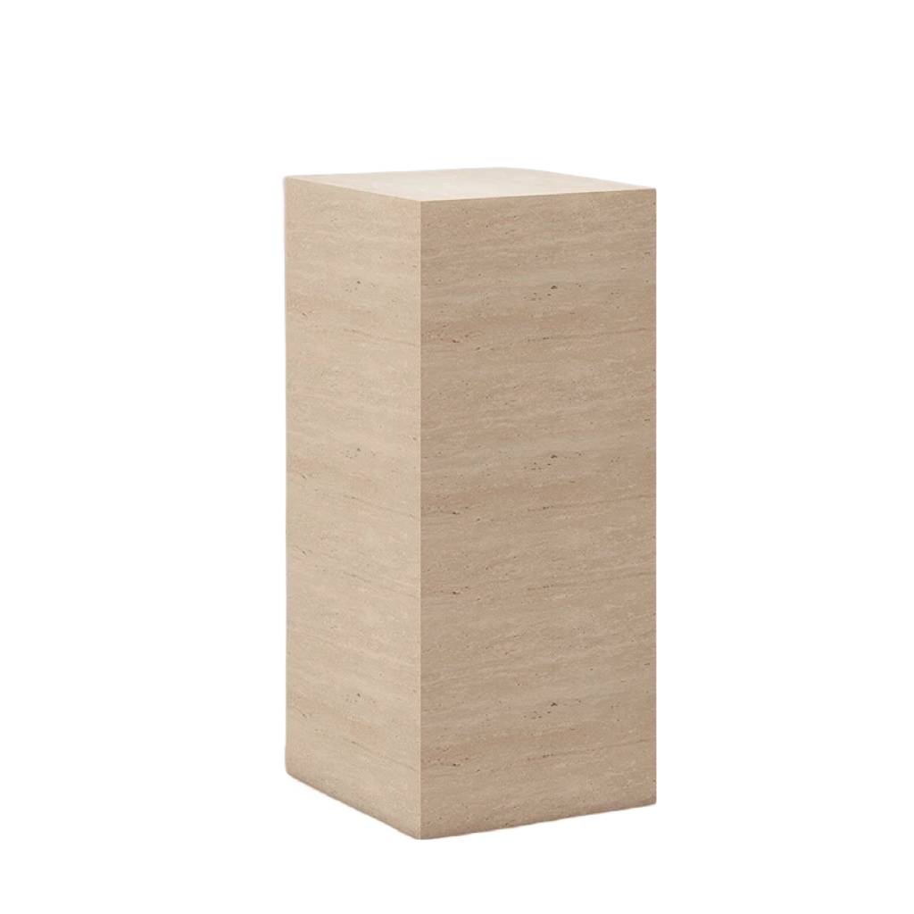 Travertine Laminated Square Display Pedestal Length 400mm