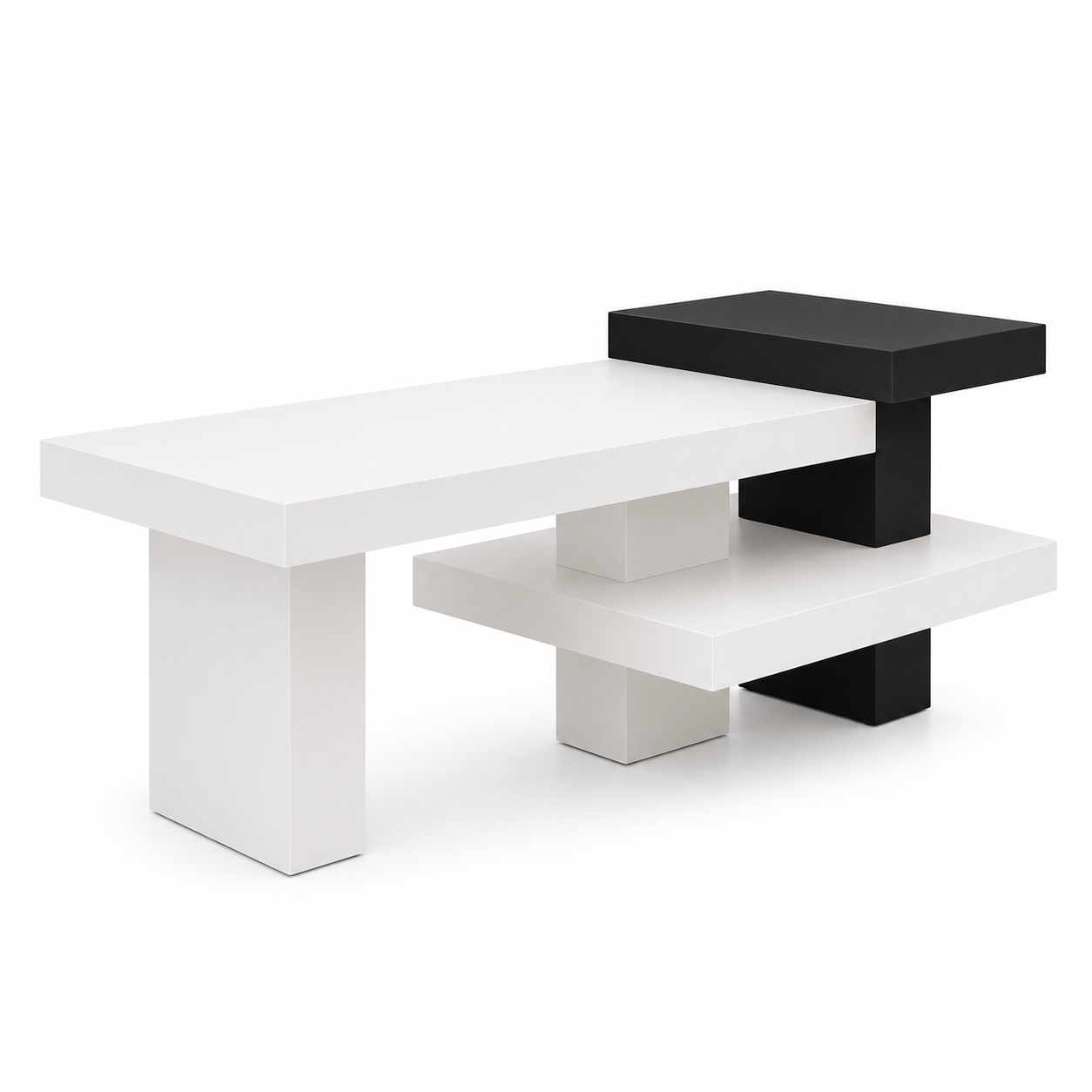 Black and White Painted Two-Tier Retail Display Table 1600L x 800W x 900H dpt102476