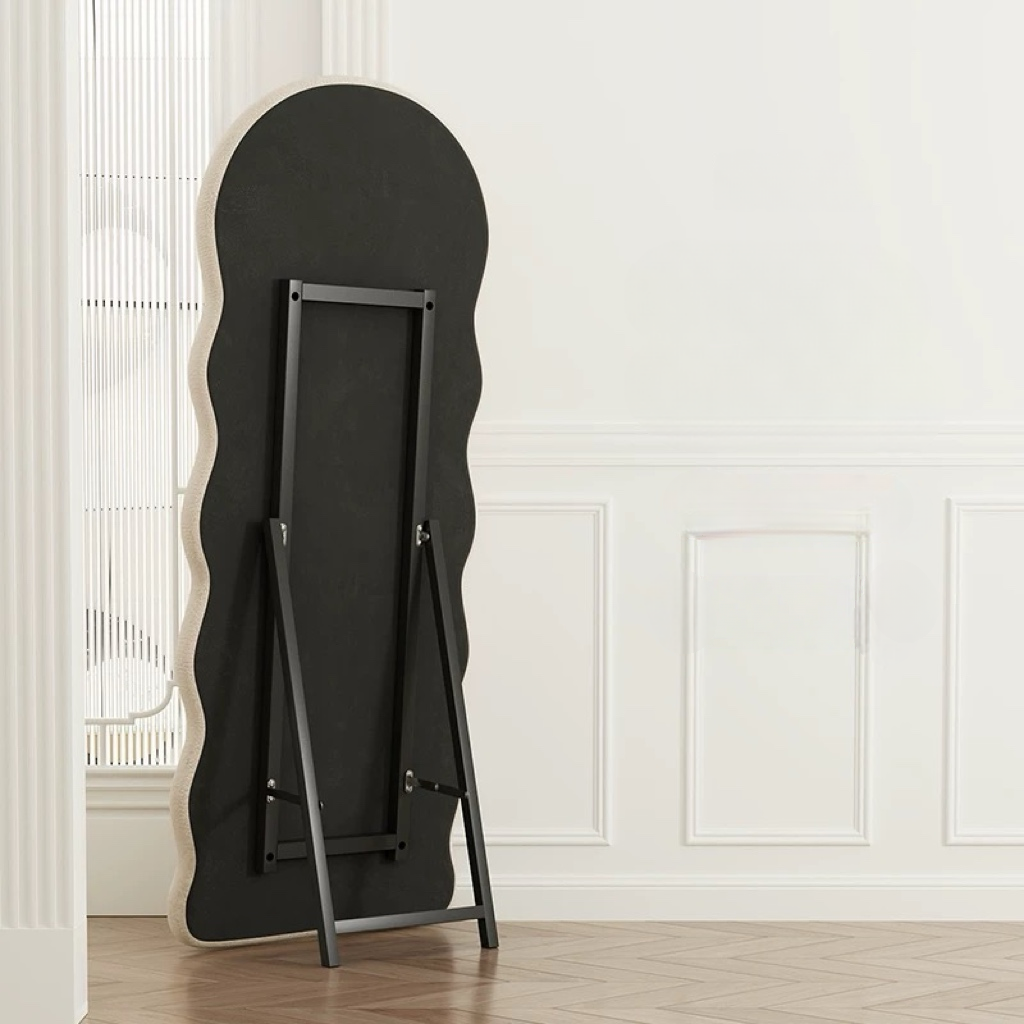 Wave Upholstered Full-Length Floor Mirror