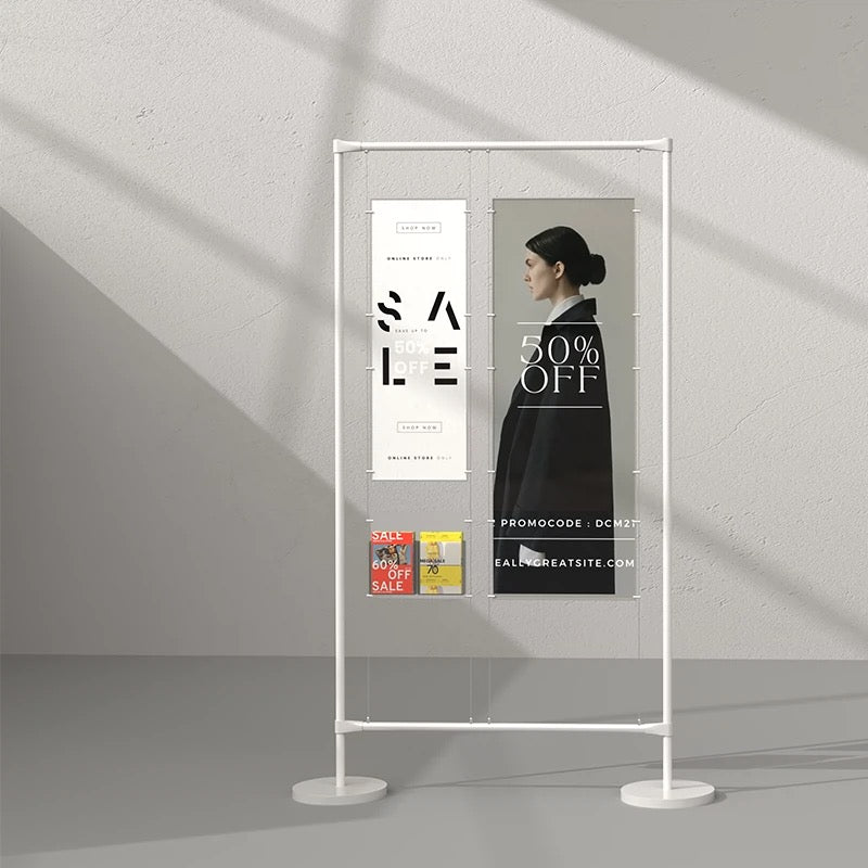 Modern Metal Freestanding Floor Sign in White 1065L x 265W x 1650H SH100365