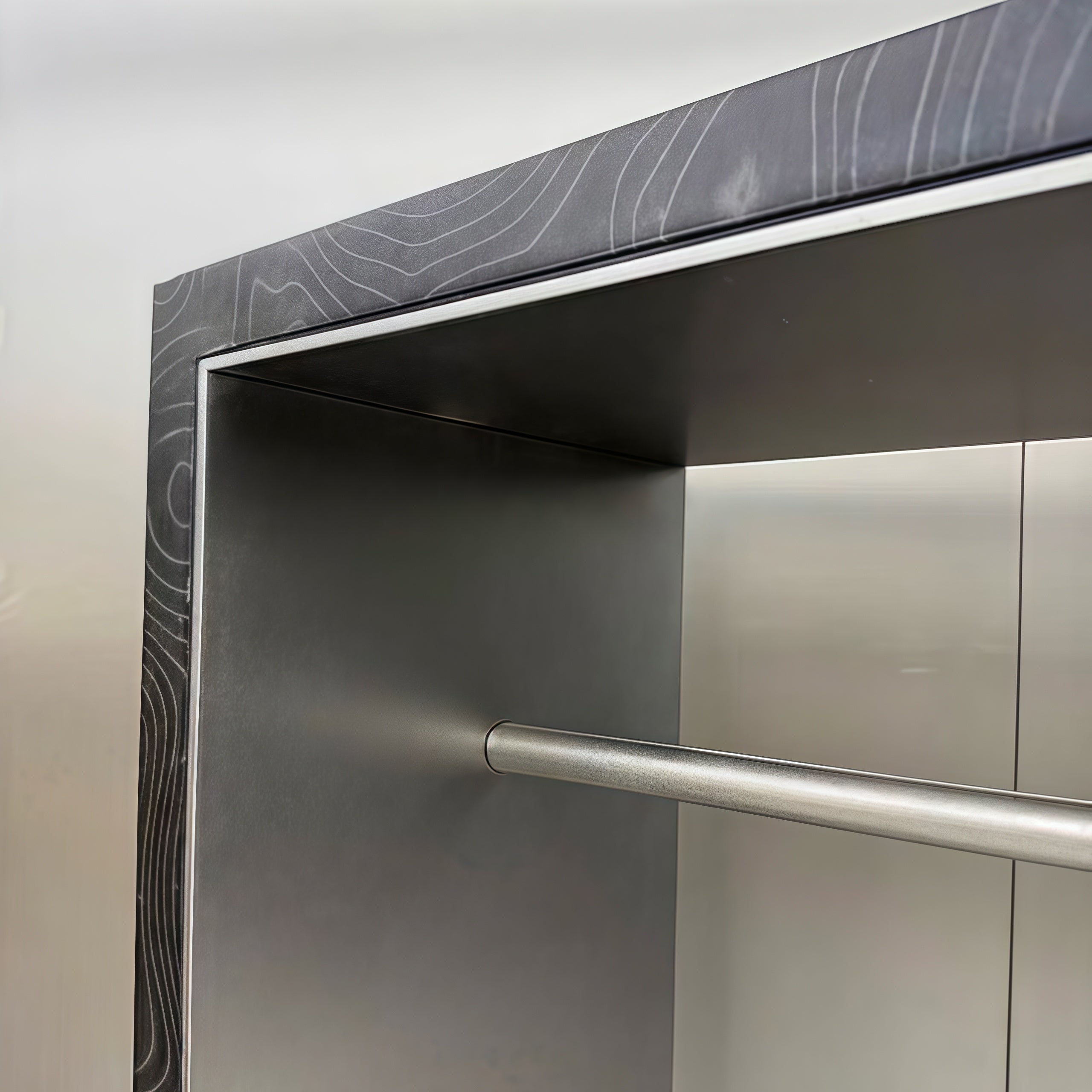 Designer Clothing Display rack in Black Wood Grain Finish 1500L x 400W x 2000H CR102142