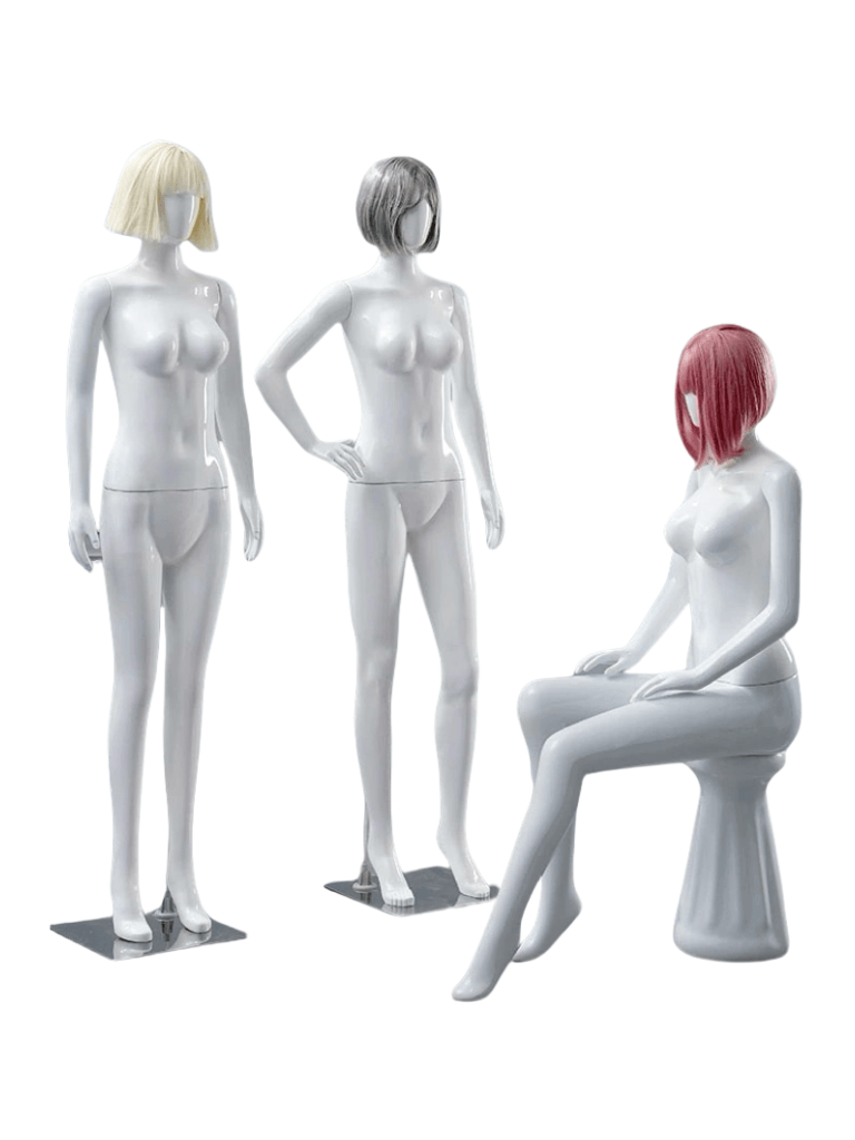 Plastic Full Body Pose 1 Female Mannequin with Stainless Steel Base FM100225