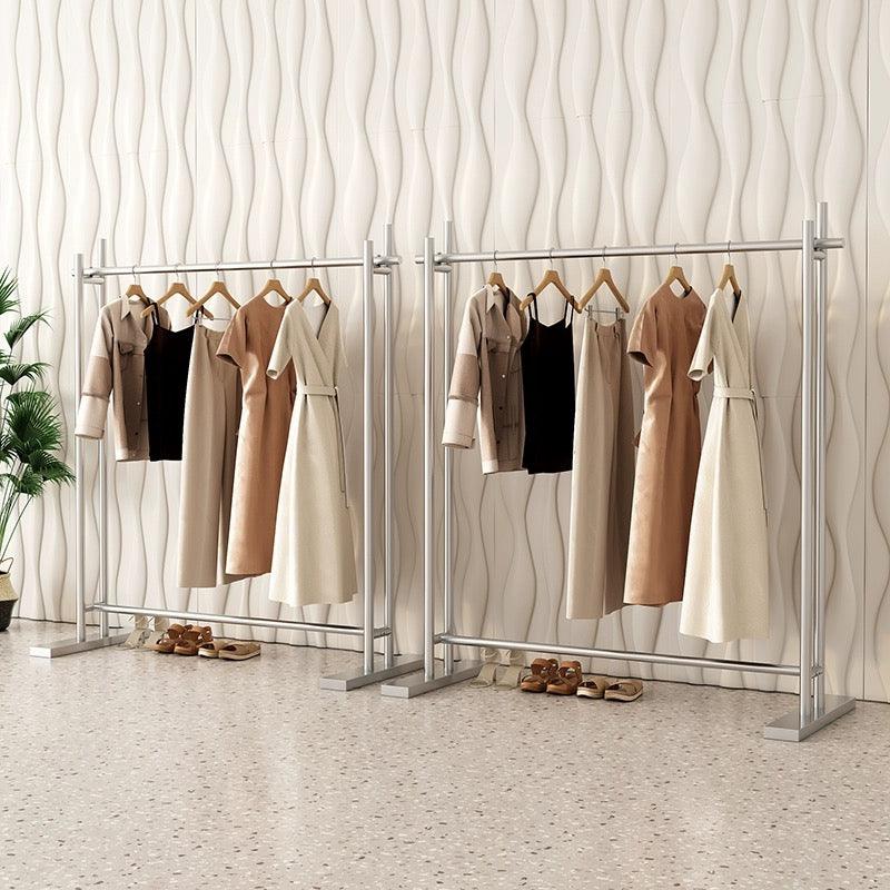 Designer Style Silver Baked Enamel Clothing Rack 1300L x 400W x 1700H CR110287