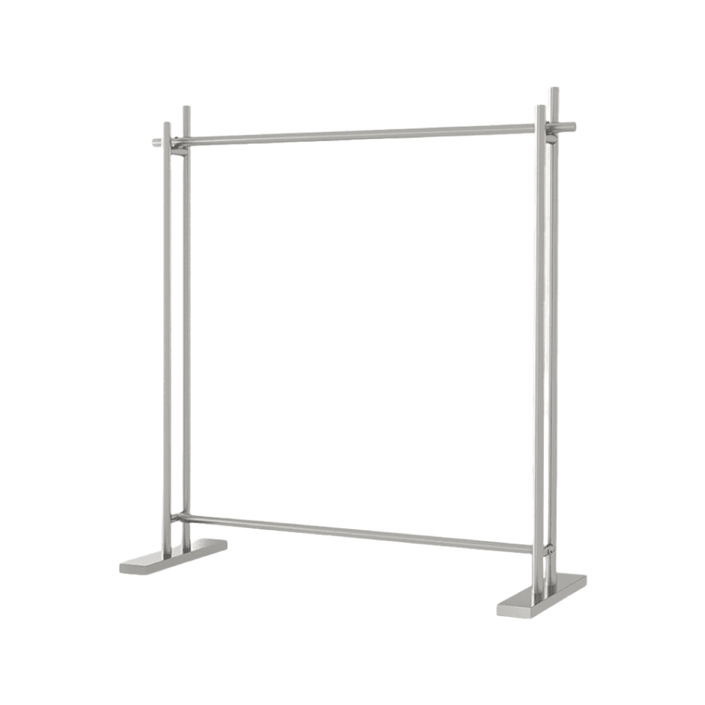 Stylized Tanning Rack Designer Style Silver Baked Enamel Clothing Rack 1300L x 400W x 1700H ...
