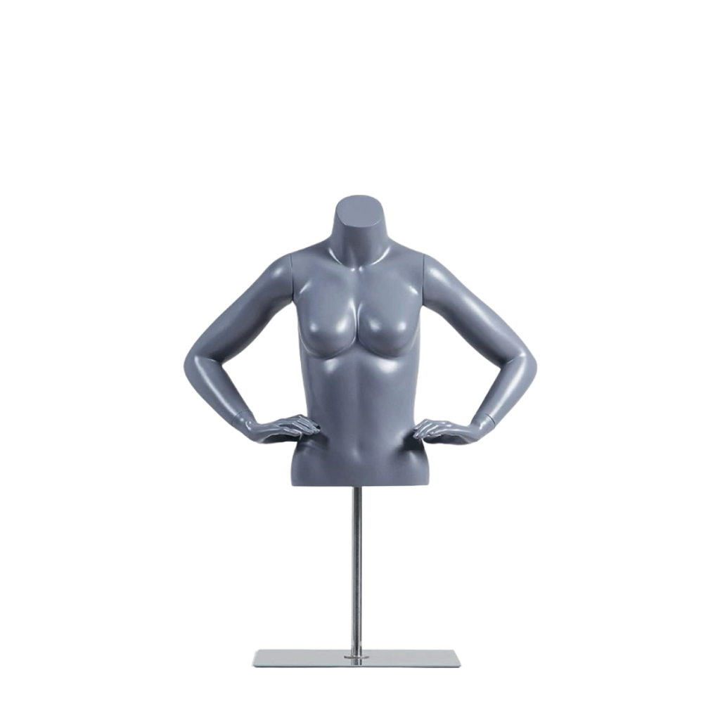 Fiberglass Female Upper Body Torso Display in Grey FM100337