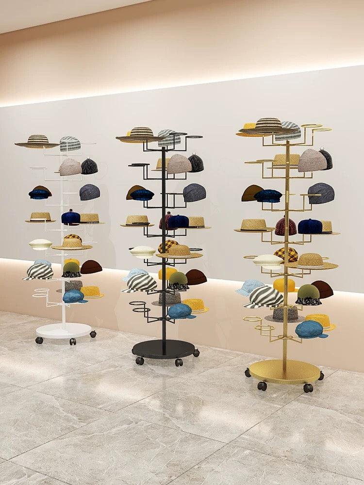 Floor Standing Hat Display Rack with Wheels in Five-tier 560W x 1650H HD120195