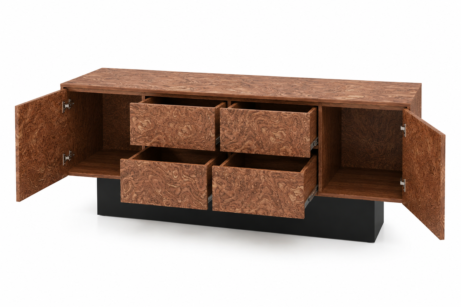 Burl Wood Veneer Retail Storage Display Cabinet 1400L x 600W x 800H dps102875