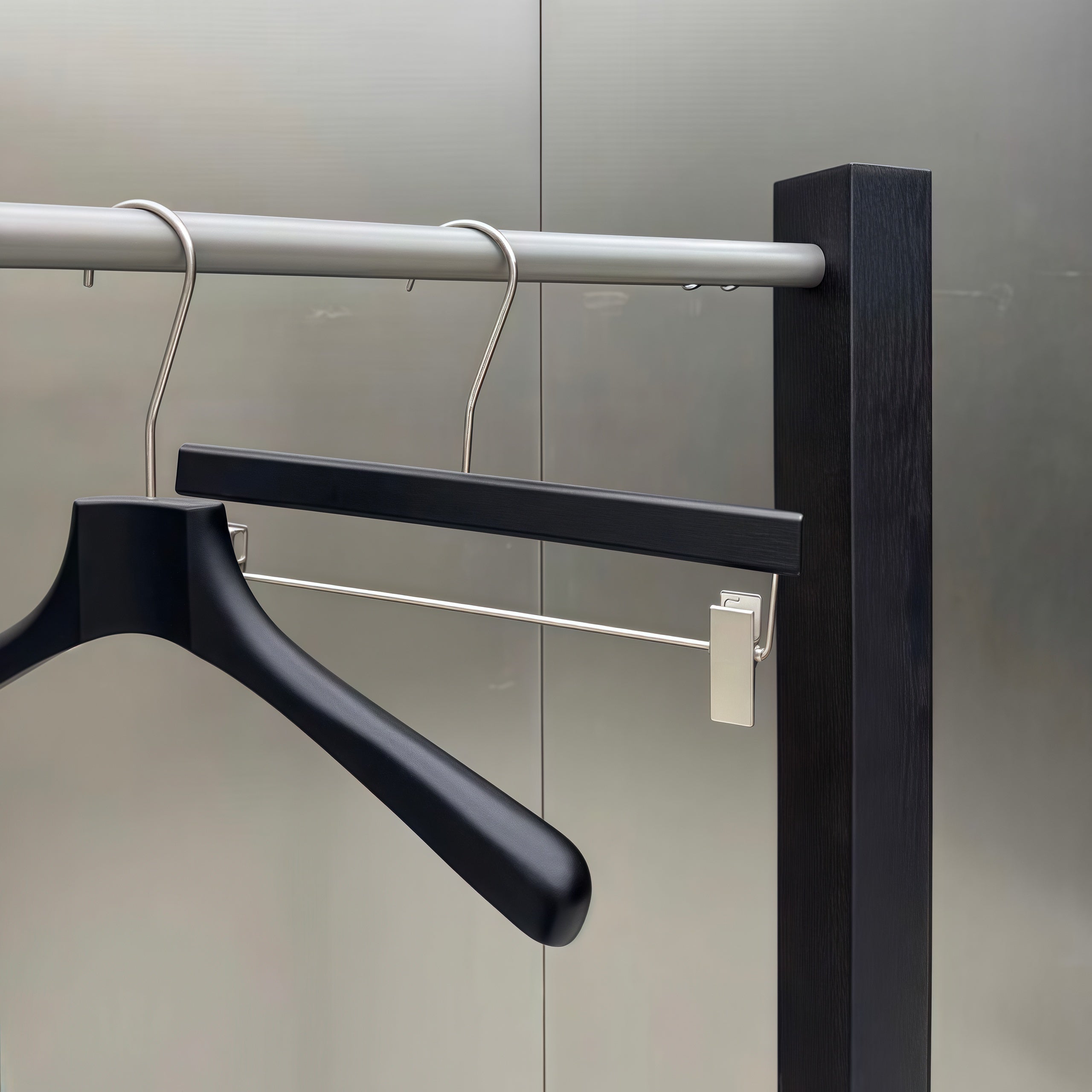 Brushed Stainless Steel Clothing Display Rack with Glaze-Sealed Finish 1500L x 400W x 1700H CR100842