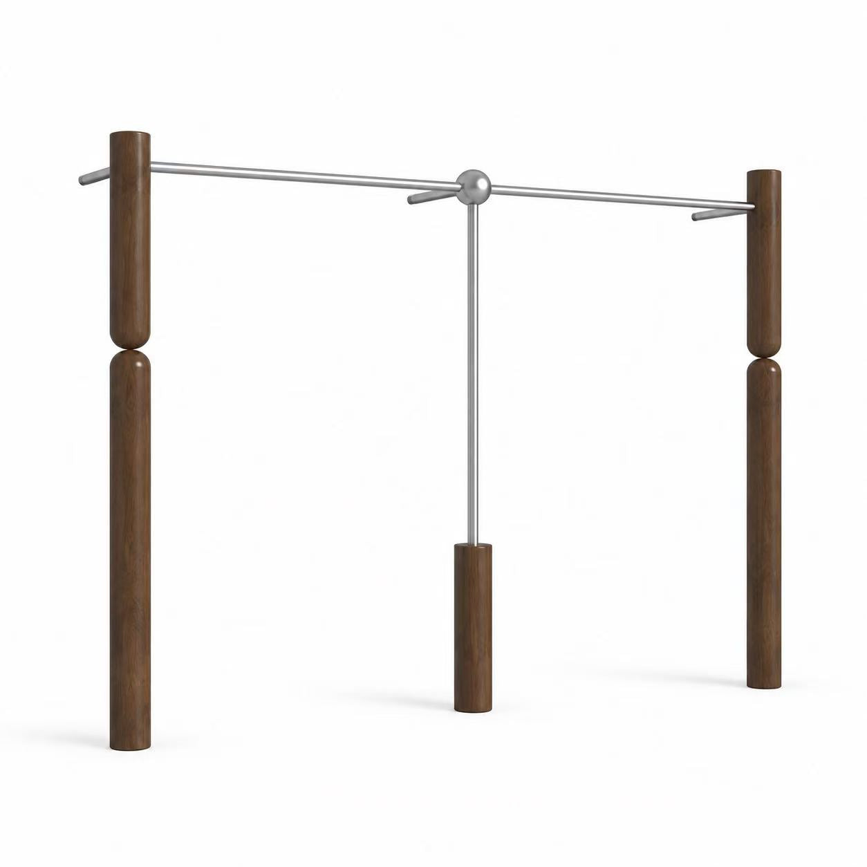 Artistic Wall-Mounted Clothing Rack with Stainless Steel and Walnut Wood 2400L x 300W x 1700H CR100965