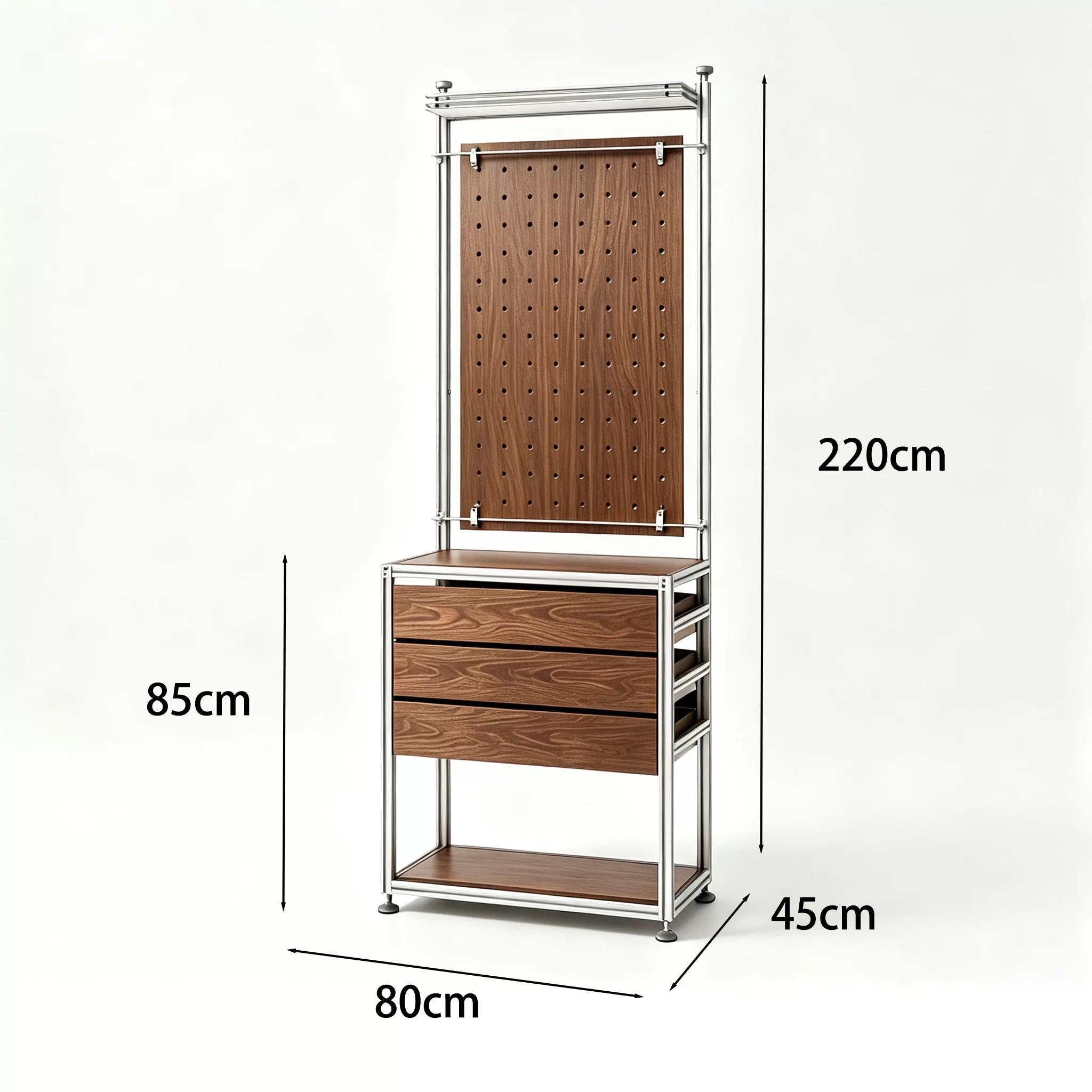 Walnut Wood and Silver Aluminum Frame Combined Display Cabinet 800L x 450W x 2000H MDS101147