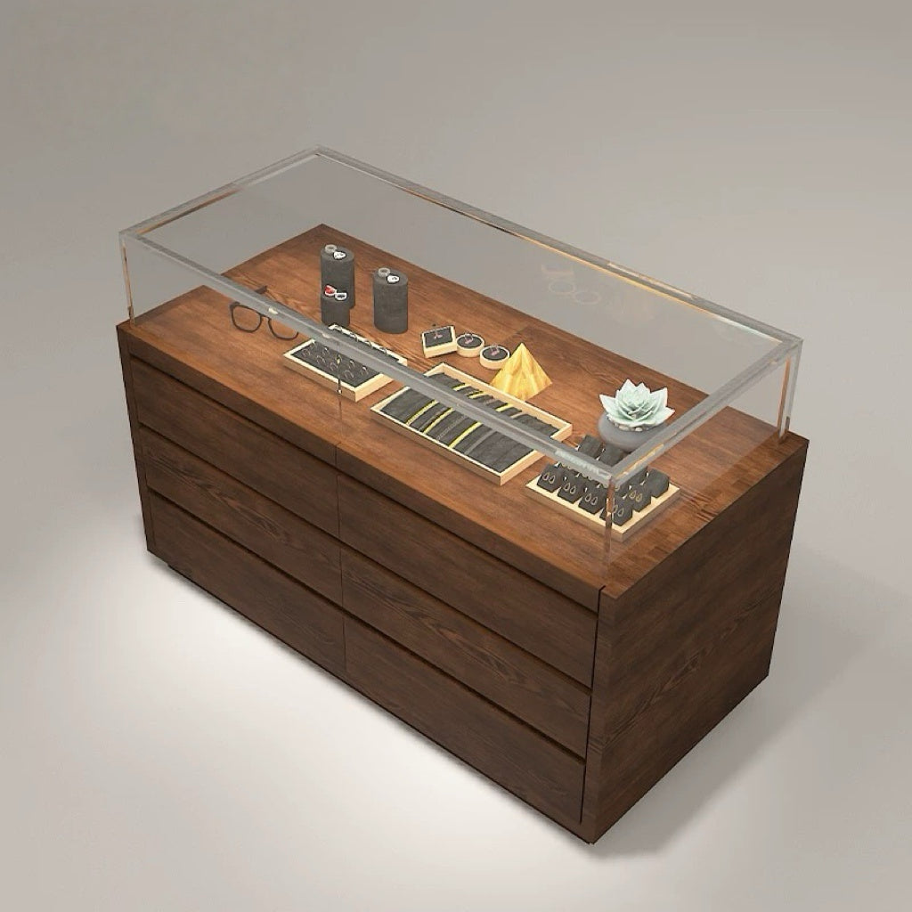 Wood Grain Glass Display Cabinet 1280L x 600W x 900H dps101745