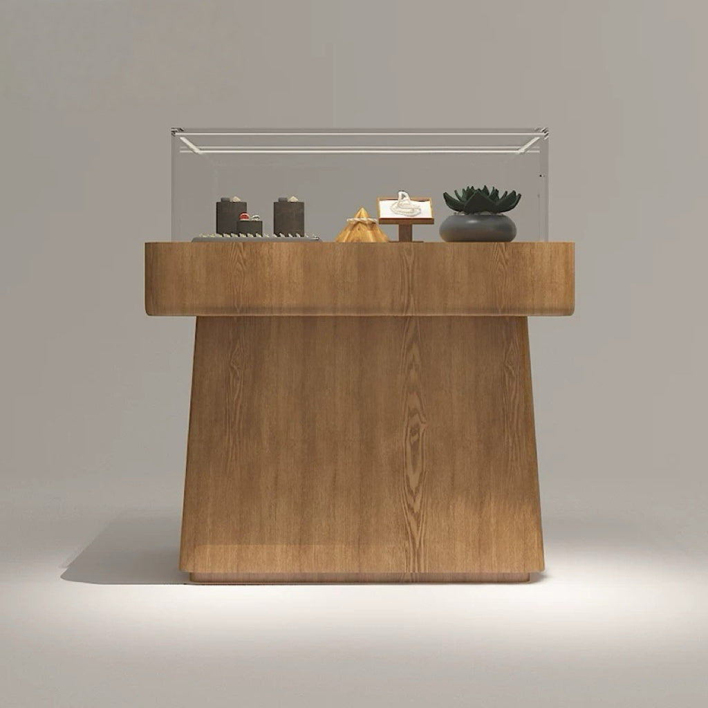 Wood Grain Glass Display Counter 1000L x 600W x 1080H dps101675