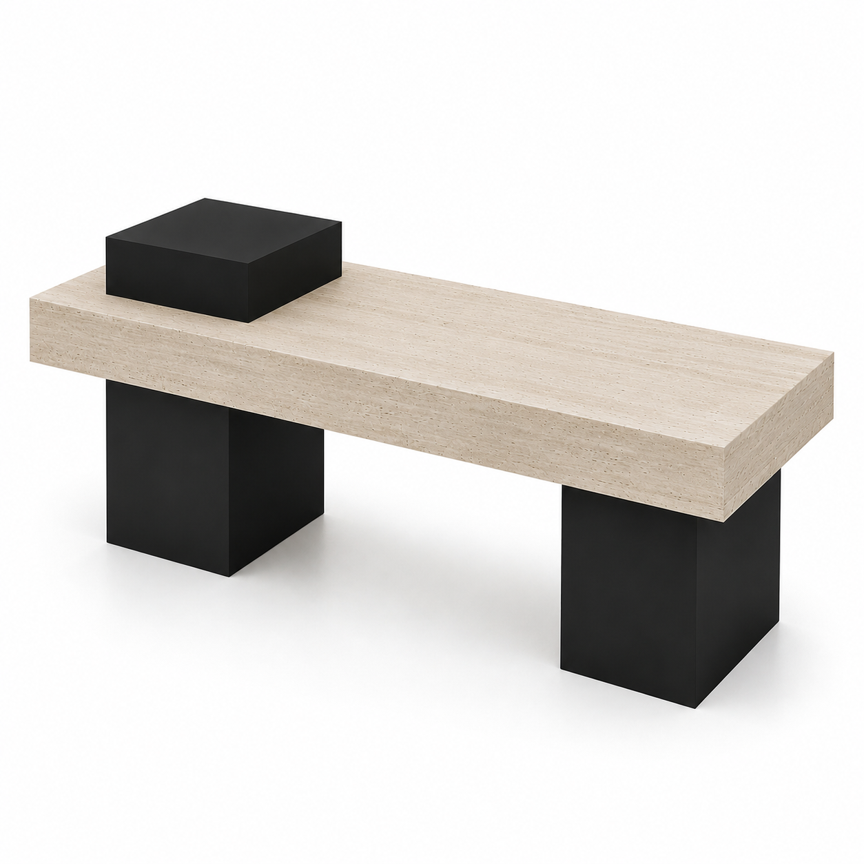 Travertine Veneer Top with Black Painted Legs Retail Display Table 1400L x 600W x 800H dpt112742