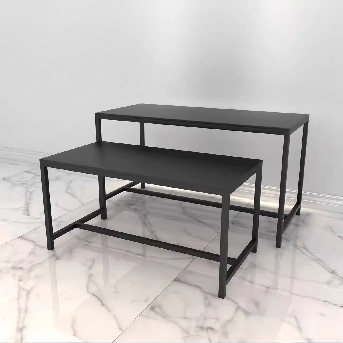 Classic Black Retail Nesting Display Table Set of 2