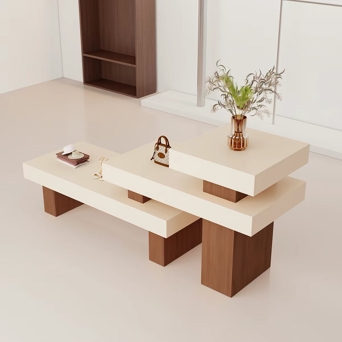 Cream Painted Top with Oak Veneer Legs Retail Display Table 1400L x 600W x 900H dpt102724
