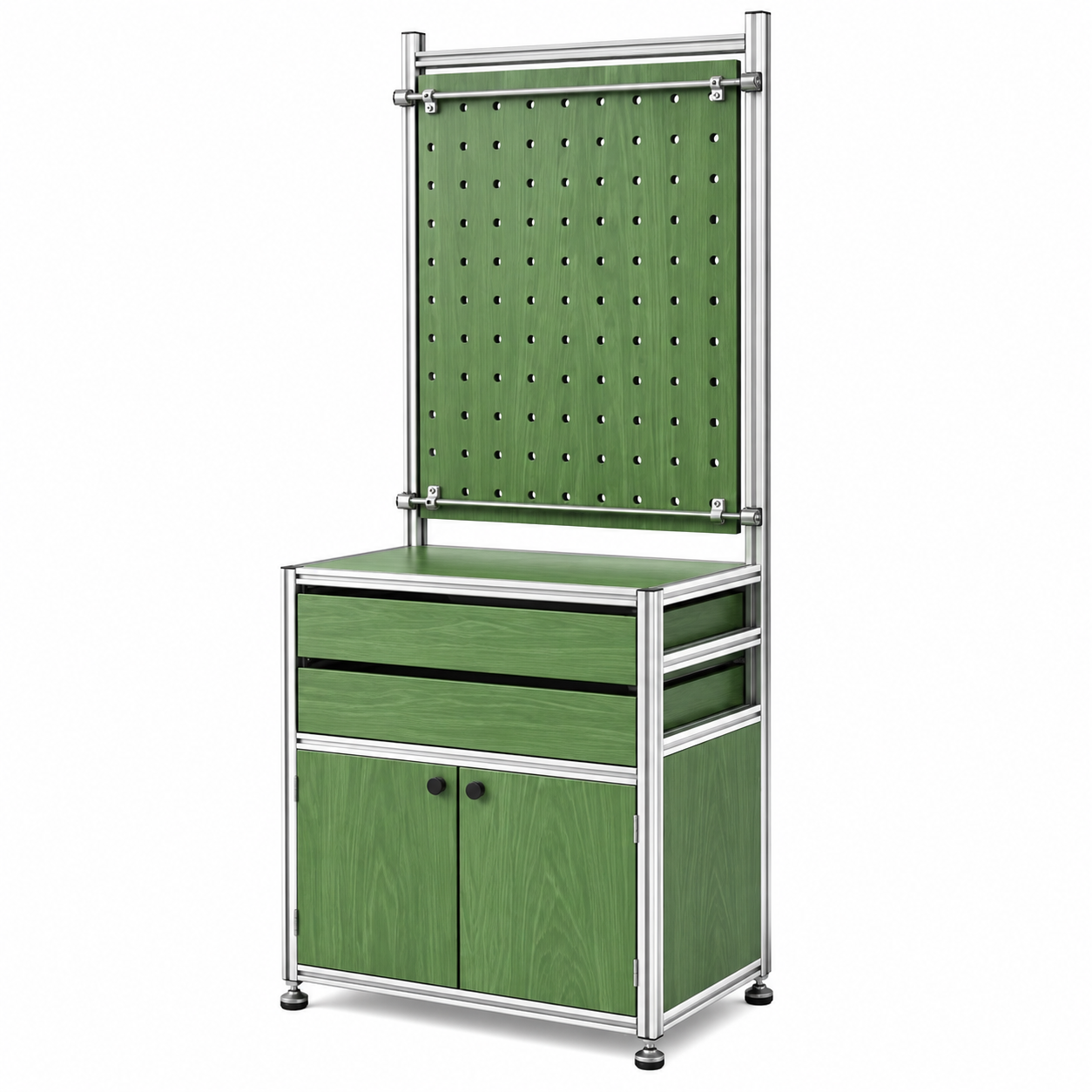 Green Wood-Grain and Silver Aluminum Frame Combined Display Cabinet 800L x 450W x 2000H MDS141164