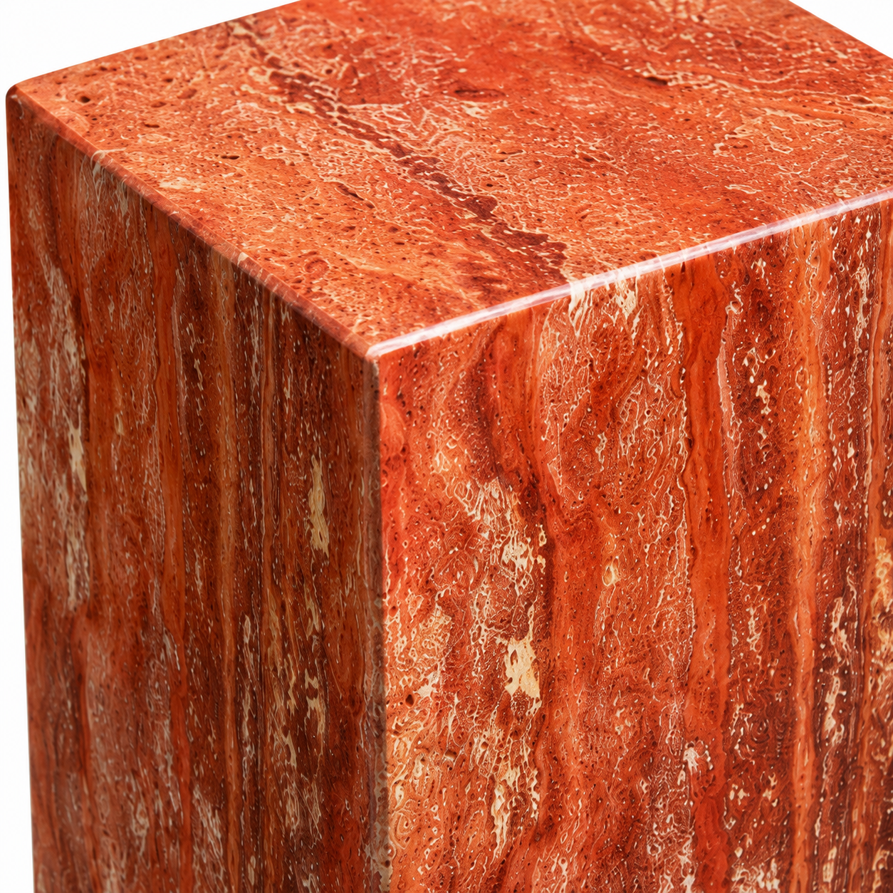 Natural Red Travertine Hollow-Core Square Display Pedestal 400L x 400W x 700H DPR121124
