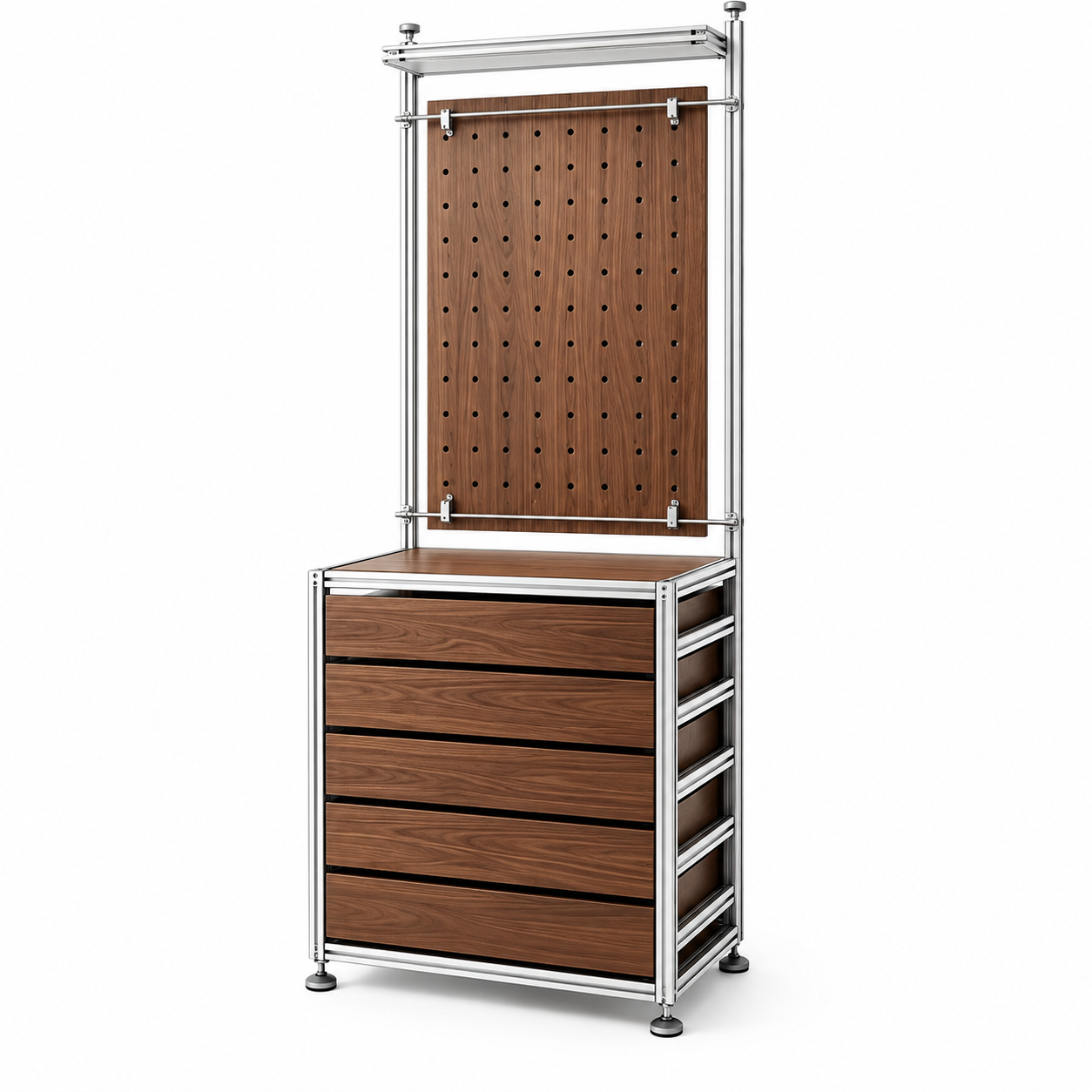 Walnut Wood and Silver Aluminum Frame Combined Display Cabinet 800L x 450W x 2000H MDS101164