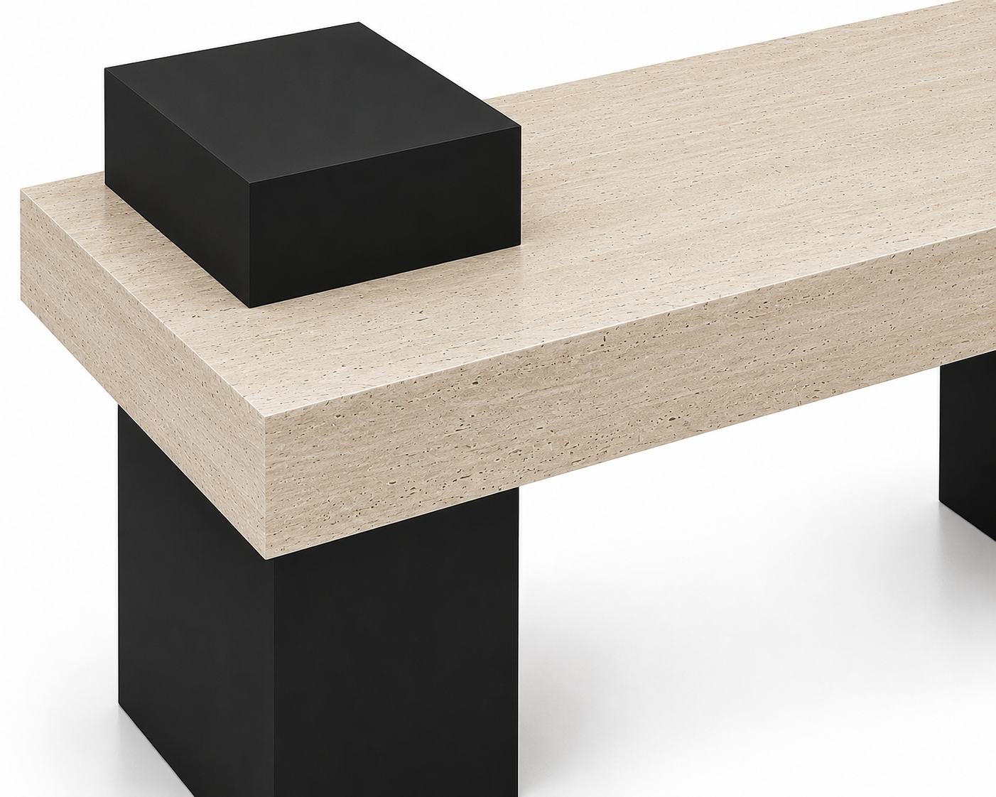 Travertine Veneer Top with Black Painted Legs Retail Display Table 1400L x 600W x 800H dpt112742
