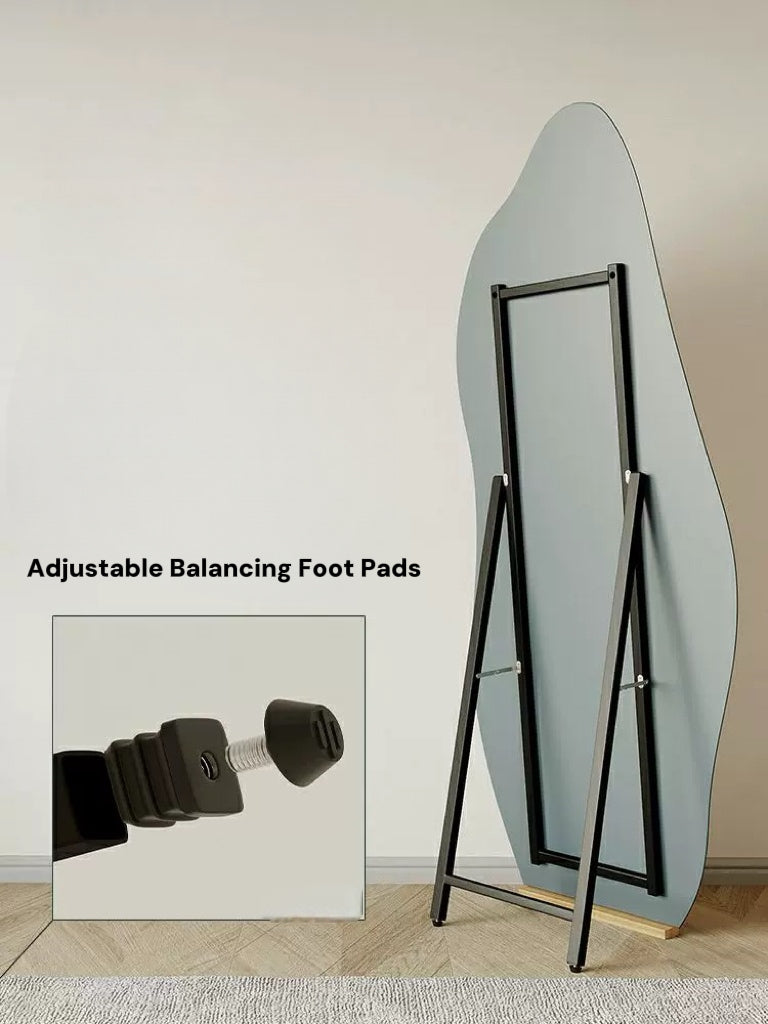 Wave-Shaped Full-Length Mirror with Stand