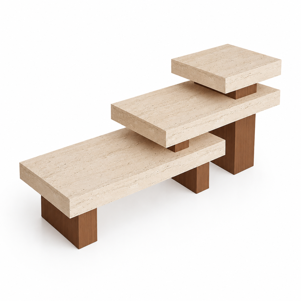 Travertine Veneer Top with Oak Veneer Legs Retail Display Table 1400L x 600W x 900H dpt112746