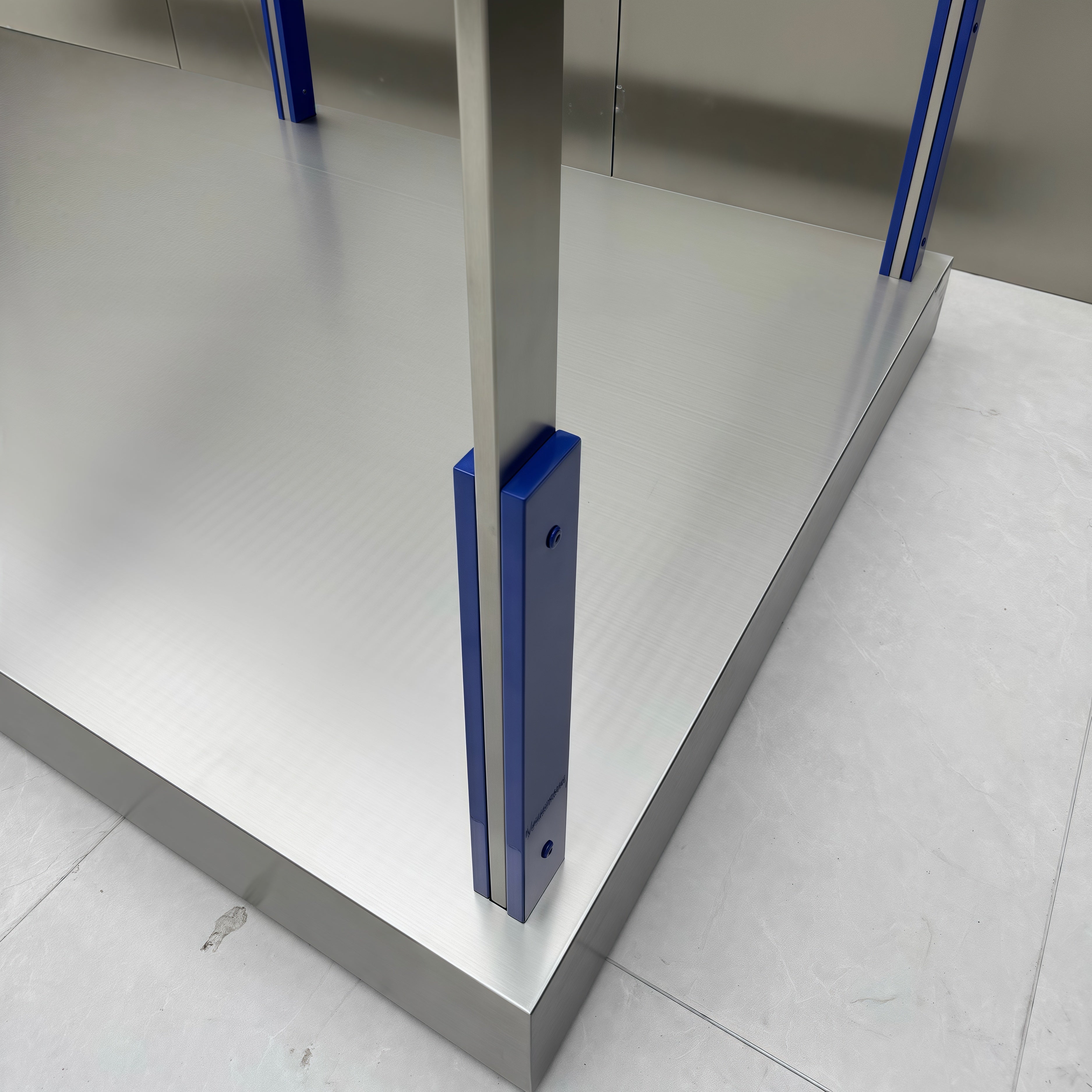 Minimalist Metal Display Rack with Klein Blue Accent 2400L x 1200W x 2200H CR102416