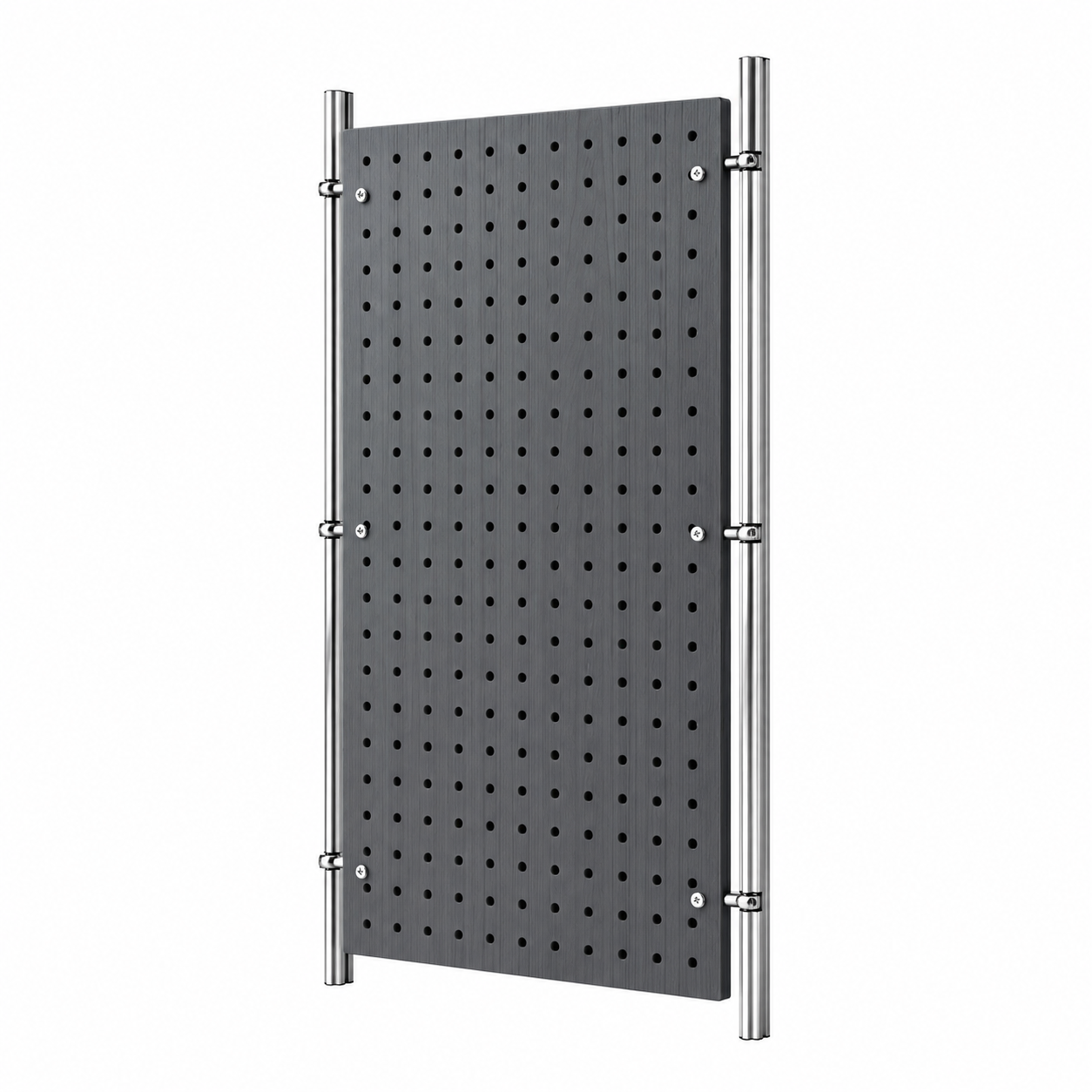 Black Wood-Grain and Stainless Steel Double-Pillar Pegboard Display Rack 1200W x 2400H MDS130754